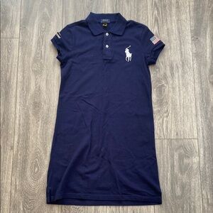 Ralph Lauren - 100% Cotton Kids/Girls Navy Polo Dress - Size L / 12-14